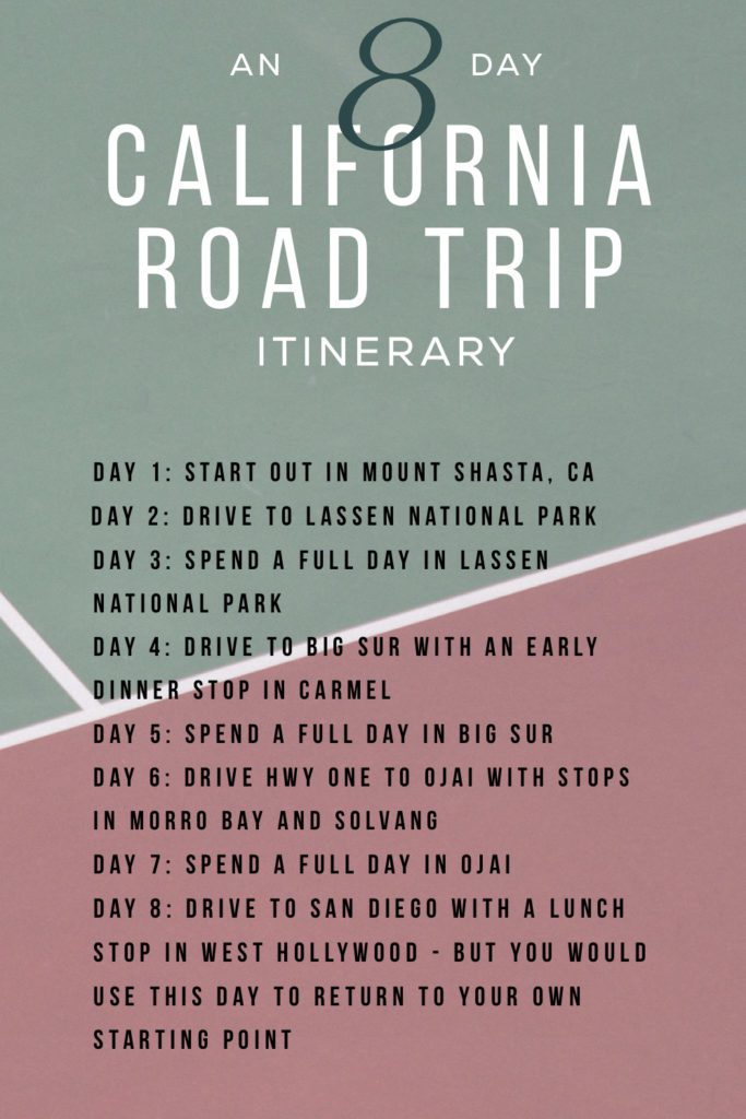 One week California road trip itinerary