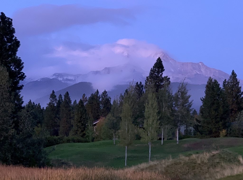 One week California road trip view of cloudy Mount SHasta at night