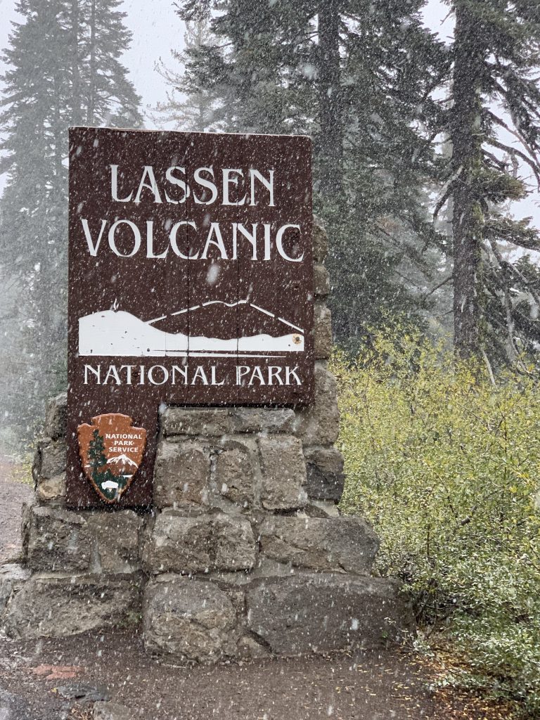 One week California road trip view of Lassen National Park sign