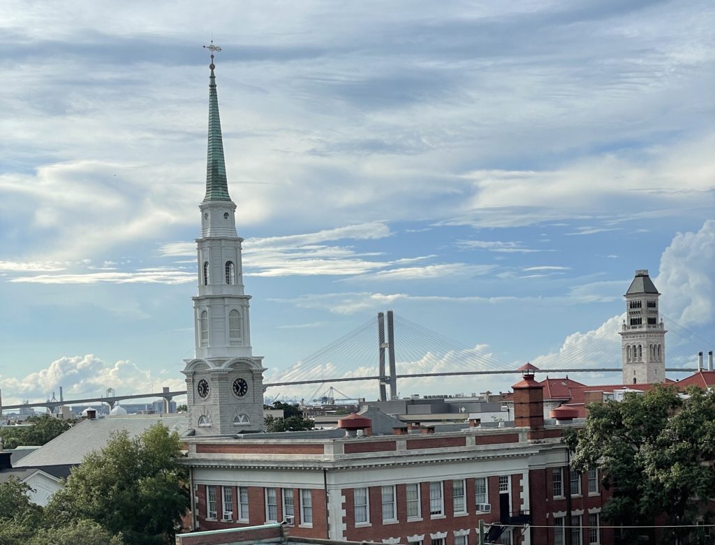 view from rooftop bar at perry lane hotel boutique hotel in savannah georgia