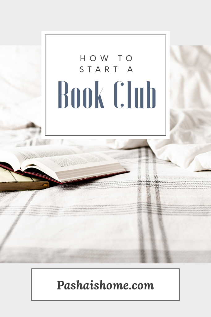 how to start a book club with a book on a bed with a plaid blanket
