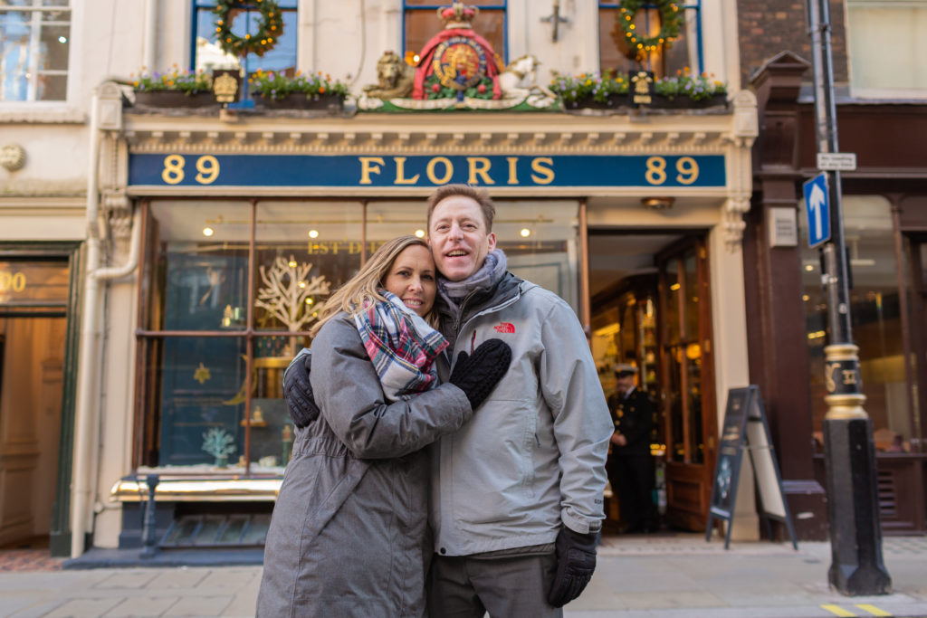 Floris London England Christmas photo shoot Flytographer what to do in london at christmas time