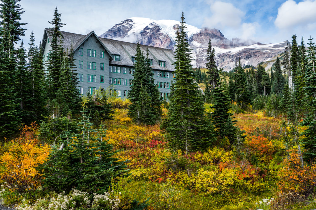 How to spend two fall days in Mount Rainier National Park.  Including where to stay and eat and what to do in Mount Rainier National Park.  A perfect list of options for a two day fall getaway or even longer at Mount Rainier National Park.  Options for activities in Mount Rainier National Park include wildflower viewing, hiking, and climbing.  ​#mountrainier #falltravel #fallgetaway #nationalparktravel #travelguides 