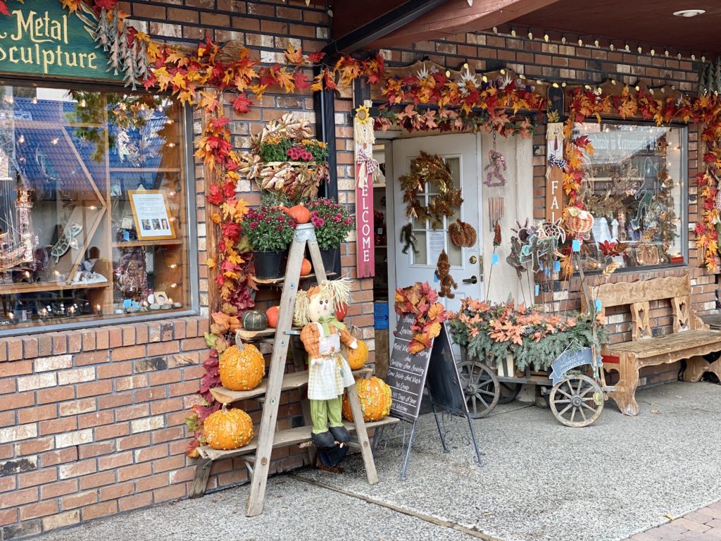 Simple fall decorating ideas with a photo of a fall decor shop in Leavenworth Washington