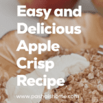 A perfect and easy fall apple crisp recipe. Top apples with a brown sugar and oats topping and ice cream for a delicious fall treat! Perfect for a fall dinner party. #applerecipes #fallrecipes #fallbaking #baking #recipes #appletreats #easyapplerecipes