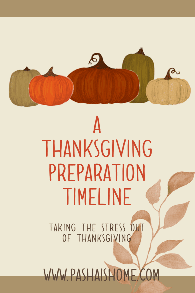 How to make Thanksgiving less stressful with a timeline to help you!  My timeline to help you plan and prepare an enjoyable Thanksgiving meal with loved ones.  Includes my Thanksgiving menu, Thanksgiving grocery lists, and Thanksgiving tablescape inspiration.  

#thanksgivingdinner #thanksgiving #thanksgivingmenu #thanksgivingpreparation 