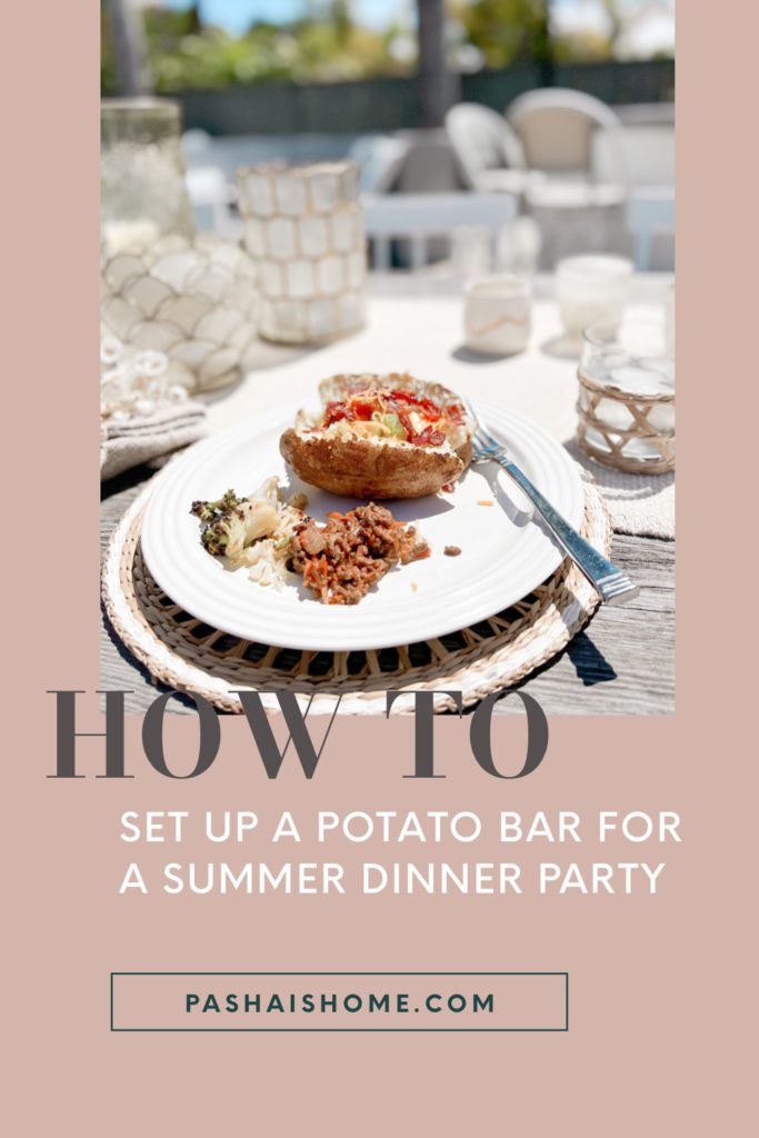 How to Set Up a Potato Bar for a Summer Dinner Party | Outdoor Dining | Outdoor Party Ideas | Summer Party Menu | Potato Recipes | How to Bake a Potato | How to Make a Baked Potato | Summer Entertaining | Backyard Party | 

#potatorecipes #potatobar #bakedpotato #summerdinnerparty #summerentertaining 