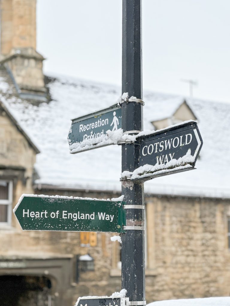 The Cotswolds winter travel guide | Winter in the Cotswolds | How to spend two days in the Cotswolds | Travel Guide to the Cotswolds without a car | Where to stay in the Cotswolds without a car | Where to eat in the Cotswolds | What villages in the Cotswolds to visit | Snow covered Cotswolds buildings | Winter in the Cotswolds | Visiting the Cotswolds | What to do in Chipping Campden | Best Hotels in the Cotswolds | Cotswolds Tour Guides | Cotswolds Way