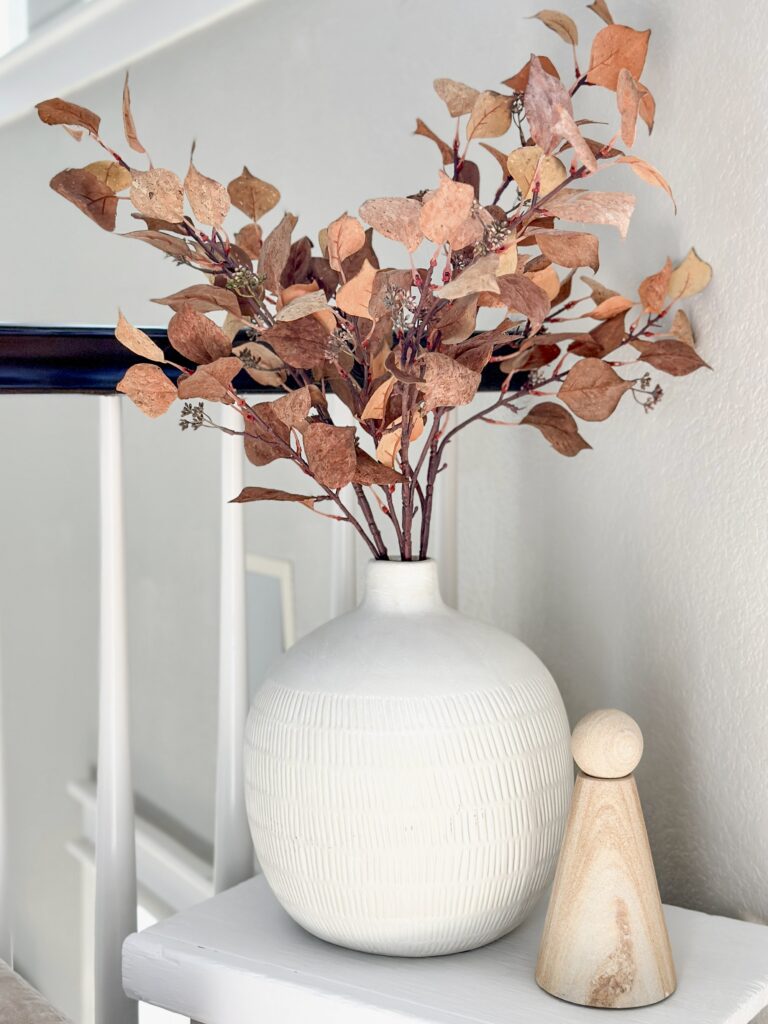 Favorite faux fall stems | Faux aspen tree | Faux sunflowers | How to use faux fall leaf stems in your home | Using dried wheat stalks for your fall home | faux gold apples in your fall decor 