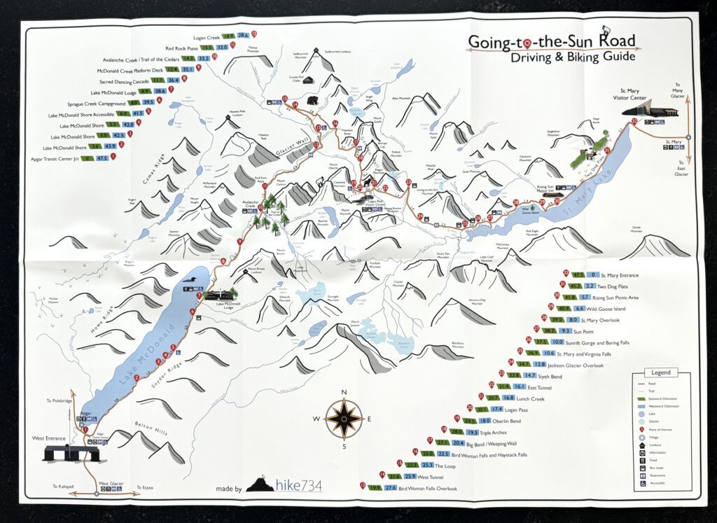 Useful maps of Glacier National Park | Best moderate hikes in Glacier National Park | Easiest hikes in Glacier National Park | Map of Going to the Sun Road stops | Going to the Sun Road in Glacier National Park 