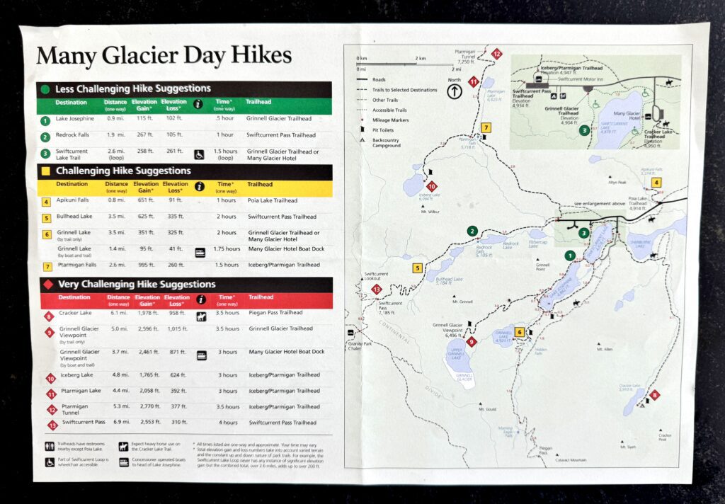 Useful maps of Glacier National Park | Best moderate hikes in Glacier National Park | Easiest hikes in Glacier National Park | Map of Going to the Sun Road stops | Going to the Sun Road in Glacier National Park 