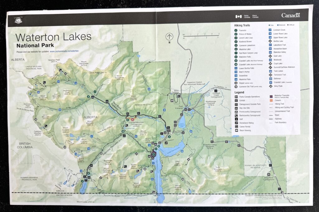 Useful maps of Glacier National Park | Best moderate hikes in Glacier National Park | Easiest hikes in Glacier National Park | Map of Going to the Sun Road stops | Going to the Sun Road in Glacier National Park | Map of Waterton Lakes National Park in Canada