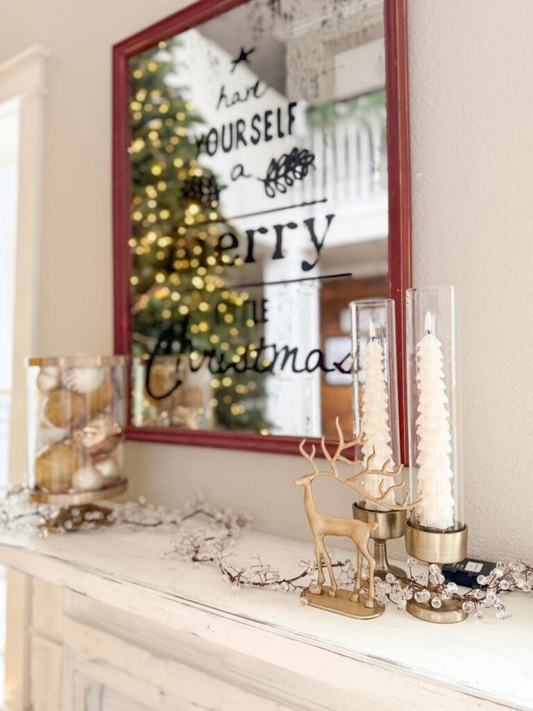 A stylish and classic Christmas home tour | How to decorate your home for the holidays using some sparkly decor plus traditional red decor in some spaces | Silver and gold Christmas decor | Red plaid bedroom decor | How to decorate your kitchen for Christmas | What to do with your European Christmas market mugs