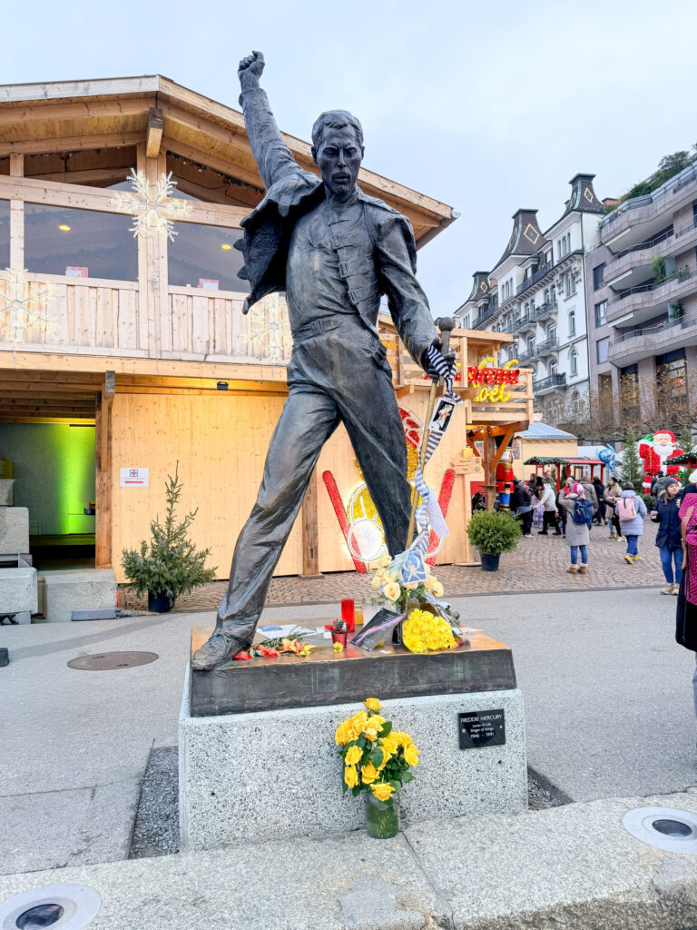 A Montreux Switzerland Christmas Market guide | An honest opinion about the Montreux Christmas market and if it deserves to be considered one of the best in Europe | Where to stay to visit the Montreux Christmas Market | Things to see near Montreux in December | what to do in the Swiss Riviera in December | How many days to spend at the Montreux Christmas market | Chateau Chillon at Christmas time | Visiting Rochers de Naye from Montreux | A day trip to Vevey | How much time to spend at Chaplins World | Is Chaplins World worth visiting | A quick stop in Gruyeres | what to do in Gruyeres | What to do in Vevey | The best luxury hotels near Montreux | The best five star hotels in Montreux | The most luxurious 5 star hotels in the Swiss Riviera | Montreal Jazz festival | What Queen things are there to see in Montreux | Freddie Mercury and Queen in Montreux 