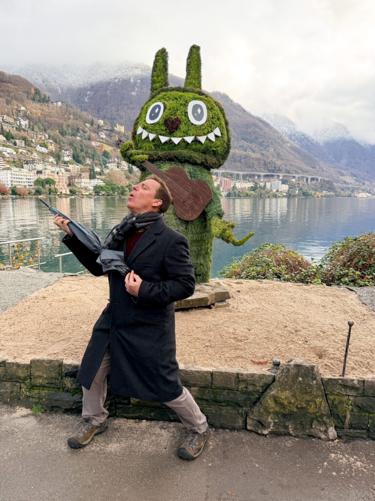 A Montreux Switzerland Christmas Market guide | An honest opinion about the Montreux Christmas market and if it deserves to be considered one of the best in Europe | Where to stay to visit the Montreux Christmas Market | Things to see near Montreux in December | what to do in the Swiss Riviera in December | How many days to spend at the Montreux Christmas market | Chateau Chillon at Christmas time | Visiting Rochers de Naye from Montreux | A day trip to Vevey | How much time to spend at Chaplins World | Is Chaplins World worth visiting | A quick stop in Gruyeres | what to do in Gruyeres | What to do in Vevey | The best luxury hotels near Montreux | The best five star hotels in Montreux | The most luxurious 5 star hotels in the Swiss Riviera | Montreal Jazz festival | What Queen things are there to see in Montreux | Freddie Mercury and Queen in Montreux 