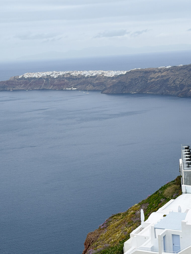April in Santorini Greece: A Complete Guide | Best luxury hotels in Santorini Greece | Where to stay in Santorini for a quieter slower visit | Where to eat in Santorini | Best restaurants in Santorini | What to do in April in Santorini | Is visiting Santorini in April worth it? | What is open in Santorini in April | How to get to Santorini | Blue Star Ferry vs SeaJets from Naxos to Santorini | Is the Santorini airport easy to navigate  | Should I rent a car in Santorini | Grace Hotel Santorini review | how hard is the Fira to Oia hike? | April in Santorini | Empty nest travels to Greek Islands 